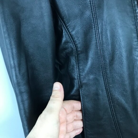 BOGATO, women's black leather jacket, fitted moto jacket, all-season small/med - Picture 5 of 13